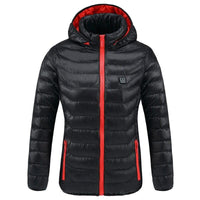 Veste d'hiver chauffante rouge et noire veste chauffante Vêtement-chauffant.com 